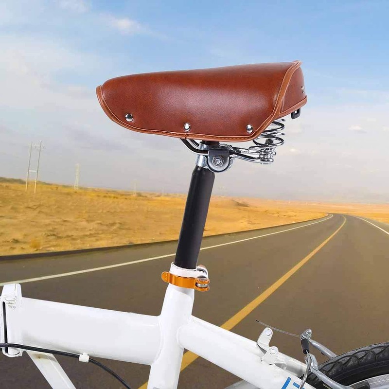 Broco Bike Seat Bicycle Saddle, Universal Comfortable Brown Rivets Bike