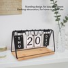 Jeanoko Desk Flip Calendar Iron Frame Wood Base Standing Perpetual