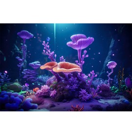 Aquarium Background Colorful Tropical Coral Reef Hard Corals Exotic Fish Terrarium Backdrop Sunlight Rays Tropical Style Landscape Tank Background Under Sea World Tank Wallpaper Vinyl 24x12in
