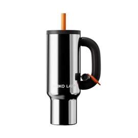 CHAKO LAB BaWang Insulated Stainless Steel Tumbler | Tumbler with Handle and Straw 33oz | Cup Holder Friendly for Travel | Leakproof Water Bottle | BPA-Free | 316 stainless steel liner| Silver