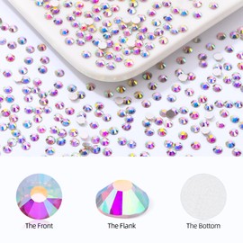 Meibite Crystal AB Flatback Rhinestones, Glass Rhinestones for Nail Art and Craft, Glue Fix, Loose Crystal Gemstones(Crystal AB, SS4, 1440pcs, 1.5-1.7mm)
