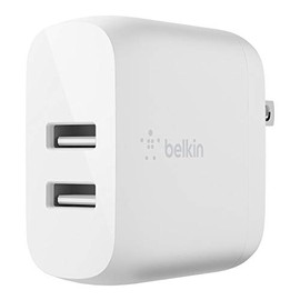 Belkin WCB002dqWH Cargador de Pared Doble USB-A BOOST CHARGE de 24W, Blanco