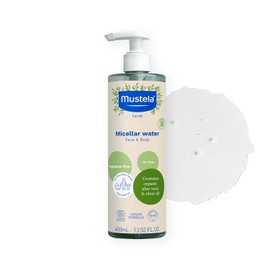 Mustela Agua limpiadora micelar orgánica certificada, limpiador de agua natural sin enjuague con aceite de oliva y aloe vera, para bebés, niños y adultos, sin fragancia, verificado por EWG y vegano, 13.52 onzas líquidas