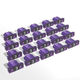 AUPROTEC Mini LP Car Fuses Blade Fuses 2A - 30A Selection: 3A Amp Violet Pack of 20