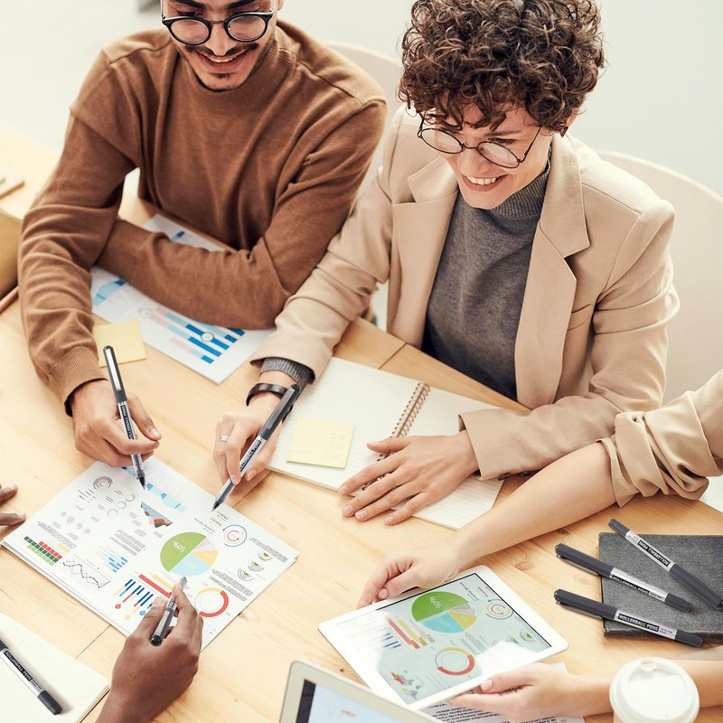 Shuttle Art RollerBall Pens, 50 Pack Black Fine Point Roller