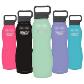 Healthy Human Stainless Steel Curve Water Bottle | 100% BPA Free Thermos for Kids & Adults | Vacuum Insulated Water Bottles | Metal Bottles with Leak Proof Lid (21 oz/ 621 ML, Seamist)