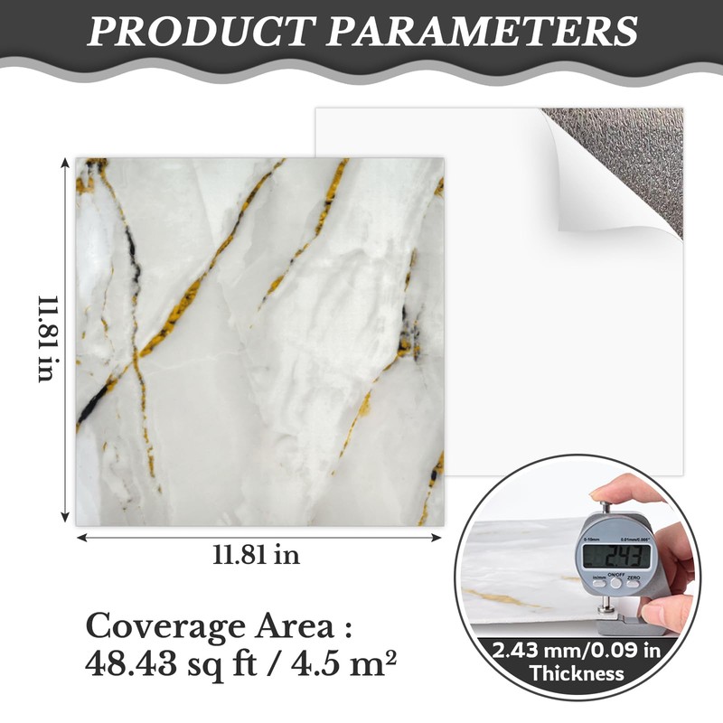 PGVALXOR 50 Sheets Marble-Effect Peel and Stick Wall Panels, Self-Adhesive