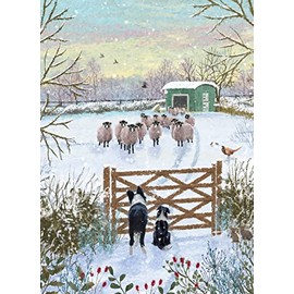 Museums & Galleries Charity Christmas Cards - Snow on the Farm Dogs and Sheep - Eco-Friendly and Recyclable - Pack of 8 Cards