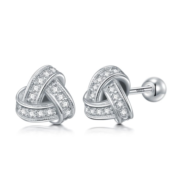 CHIC & ARTSY Love Knot Stud Earrings for Women 925