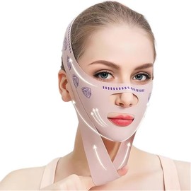 UEIOAVL Face Tightening Bands, Pack of 2 Reusable V Shape Mask Facelift Double Chin Lift Eliminates Saggy Skin Firming Anti-Wrinkle (Light Pink)