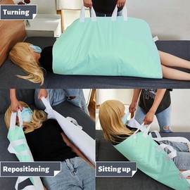 Pawertech 34x52 Positioning 4-Layer Bed Pad with Handles, Transfer Sheet, Waterproof Washable Reusable Incontinence Underpad for Turning Lifting Repositioning (Green)