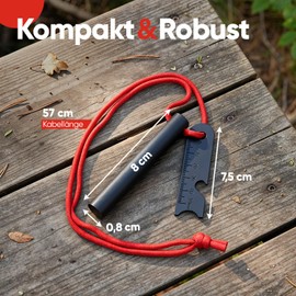 EVOCAMP Outdoor Fire Steel 8 cm, Heavy Duty Fire Starter, Durable Flint with Holding Cord, Lightweight and Compact 40 g, Survival Equipment for Bushcraft, Trekking, Festivals & Camping, 2 Pieces