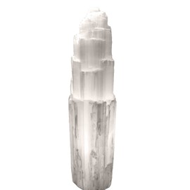 16" Selenite Tower Lamp XL White Natural Crystal Light LED Cord Extra Large Crystal Lamp - Handmade by mmCrystals™