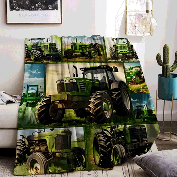 KAIDAARTLH Tractor Motif Cuddly Blanket for Children, 130 x 150
