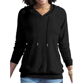 Nimsruc Hoodies For Women Pullover Casual Long Sleeve Oversized Sweatshirts Trendy Cute Hoodie Outfits Black XL
