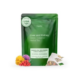 Organic Dandelion Wolfberry Tea - Kidney and Liver Detox Tea - Organic Liver Kidney Cleanse & Detox with Dandelion, Goji Berry, Milk thistle, Turmeric, Hibiscus and extra Herbal Ingredients