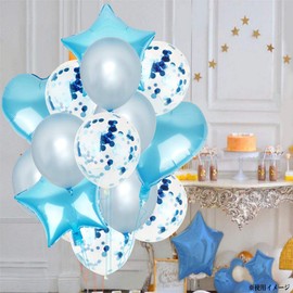 HappyHome Foil Balloons Event Party Star Balloons Heart Round Balloons Glitter Set for Birthday Wedding Party Decoration (Light Blue)