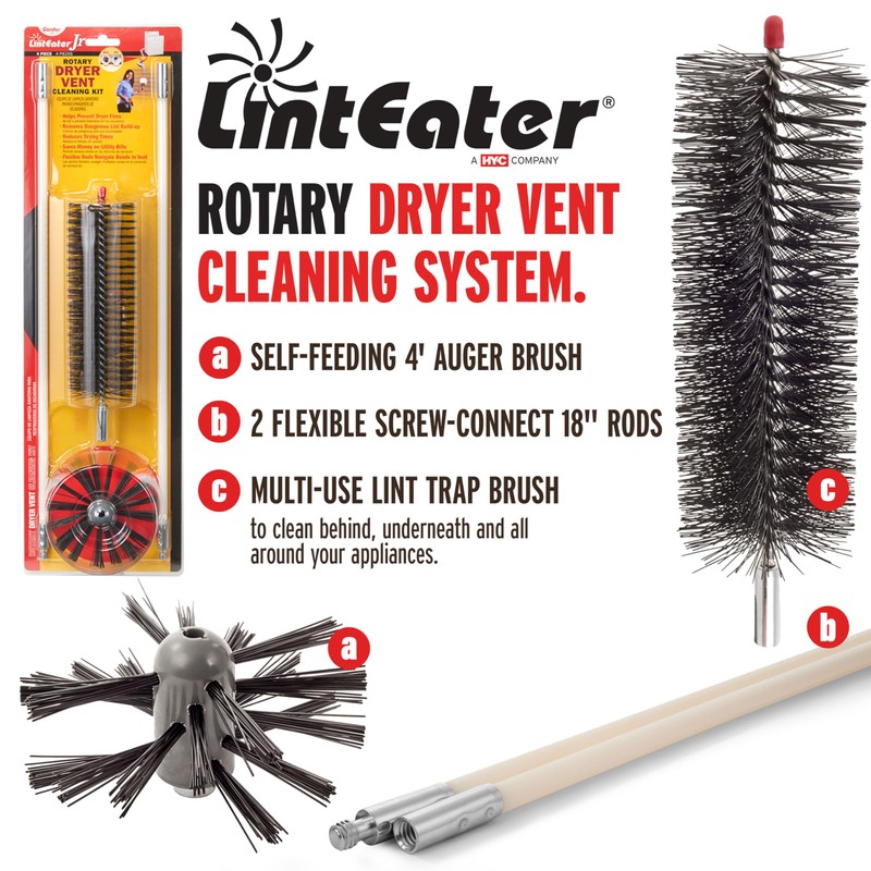Gardus RJR601 LintEater Junior Rotary Dryer Vent Cleaning System, Removes