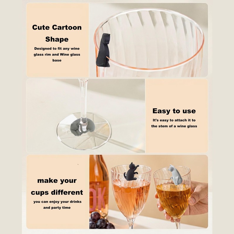 SavgU Wine Glass Charms,Silicone Wine Glass Markers,for Bar Party,Wedding, Birthday