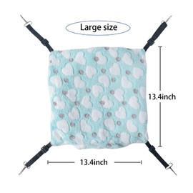 Rgbpro Ferret Rat Guinea Pig Rat Hammock Warm Plush Triple Bunkbed Cage Adjustable Retractable Hanging Hammock Bed Hideout for Sugar Glider Ferret Squirrel 13.4x13.4inch（Green）