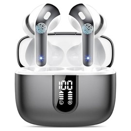 Ear Buds Bluetooth Earphones, 50Hrs Playtime Wireless Earbuds, Bluetooth Headphones 5.3, In Ear with 4 ENC Call Noise Cancelling Mics, Bass Boost 85%, Earbuds IPX7 Waterproof, USB-C(Obsidian Black)
