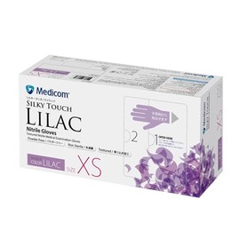 [メディコムジャパン] 使い捨て手袋 シルキータッチ ライラック XSサイズ 250枚入 ラテックスフリー パウダーフリー 滑り止め 料理 食器洗い 厚手 介護 エンボス 炊事 家事 軽作業 左右兼用 伸縮 介護 ペット 汚物処理 衛生処理 薄手 素手 簡単取り出し JN131172A