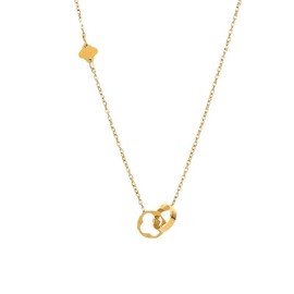 Double Hollow Four-Leaf Clover Pendant Necklace Angie'sGlamour&Grace: 18K Gold-Plated Stainless Steel, Fashion Jewellery