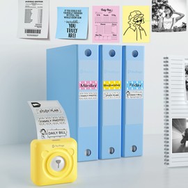 PeriPage Mini Pocket Wireless BT Thermal Printer Picture Photo Label Memo Receipt Paper Printer AR Photo Function with 5 Rolls Thermal Paper Pendant Notebook Post Sticker Greeting Card Support for Android iOS Smartphone Windows