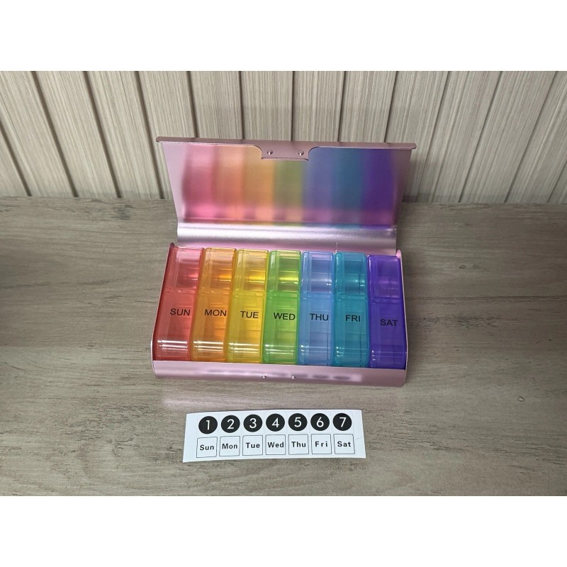 Zannaki Metal XL Weekly Pill Organizer 2 Times A Day