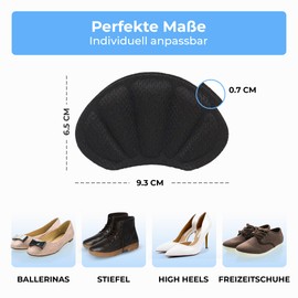 Heel Pads to Prevent Blisters & Slips - Memory Foam Heel Protectors - Shoe Fillers for Too Large Shoes - Invisible Soft Heel Cushions - Breathable Skin-Friendly (3 Pairs/Black)