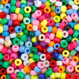 LZKHEH 600 Colourful Pony Beads Made of Acrylic, 9 mm Diameter, for Making Bracelets, Hair Bands and Other Jewellery Girls
