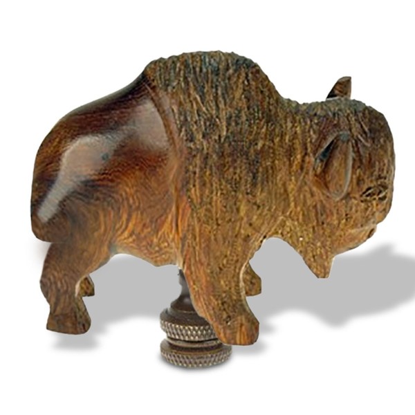 Bison Hand Carved Ironwood Lamp Finial - Lodge Decor