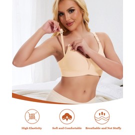 DOCUMO Pregnancy Nursing Bra for Women Lace Wireless Bra No Underwire Comfort Maternity Bra Seamless Breastfeeding and Sleep Bras (Nude,3X-Large)