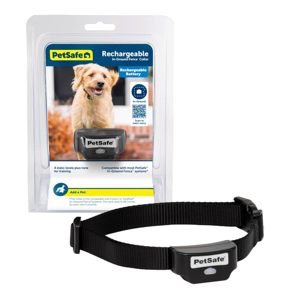PetSafe Rechargeable In-Ground Pet Fence Receiver Collar for Cats and Dogs, Waterproof with Tone and Static Correction, Fits Pets 5 lbs and Up from the Parent Company of the INVISIBLE FENCE Brand