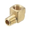 sourcing map Brass Hose Fitting Elbow 1/4 NPT Male to