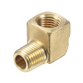 sourcing map Brass Hose Fitting Elbow 1/4 NPT Male to Female Thread Right Angle Pipe Connector Adapter