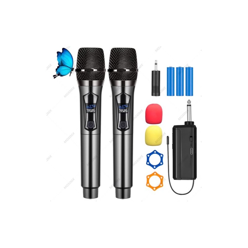 Microfono Inalambrico, Micrófono Inalambrico Profesional de 2 Pcs, Kit de