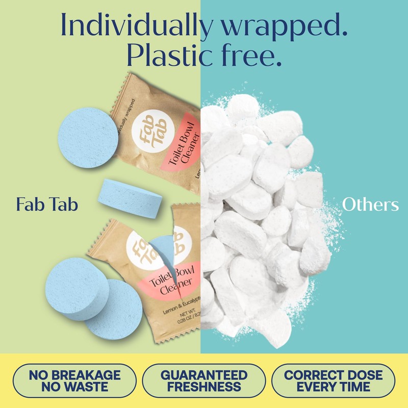 Fab Tab Toilet Bowl Cleaner Tablets, Powerful Stain Removal, No