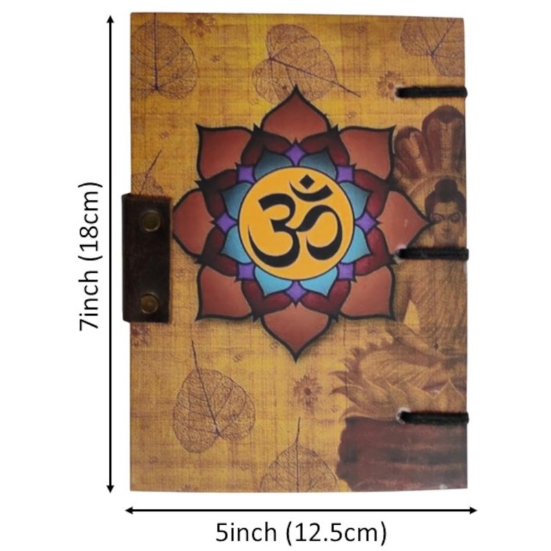 Purpledip Paper Vintage Diary Journal 'Om': Handmade Paper, Hard Bound,
