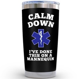 KLUBI Nurse Gifts for Women - Calm Down I've Done This On a Mannequin Happy Nurses Day Gifts Nurse Coffee Tumbler Stainless Steel 20 Ounce Black Funny Nurses Week Gift for Men, Women, RN, Graduation