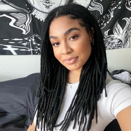 0.4 cm Width 14 Inch 60 Strands Human Hair Loc Extensions, Natural Black 100% Full Handmade Permanent Real Human Hair Dreadlock Extensions for Women/Men/Kids Can Be Dyed Bleached Curled Twisted