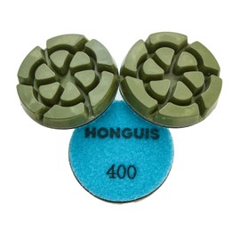 HONGUIS 3 inch *12mm Resin Bond Diamond Polishing Pucks,Grit 400 Set of 3, Hook and Loop Polishing Pad,for Concrete Cement Rerrazzo Marble Granite Floor, Grit 400…