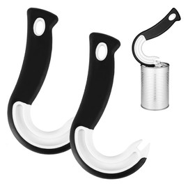 2Pcs Multifunction Ring Pull Can Opener Grip Grab Twist, Ring Pull Can Bottle Opener, Manual Easy Can Opener Hook Shape Tin Opener Kitchen Utensils Bottle Cap Opener Tool (Black and White)