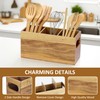 Aramanara Large Wooden Utensil Holder, Rustic Kitchen Cutlery Holder, Wooden