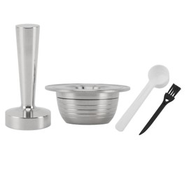Reusable Coffee Capsule Stainless Steel Refillable Coffee Filter Pods with Powder Brush Spoon with Hammer