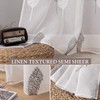 MIULEE 2 Panels Sheer Curtains Grey and White Embroidered Leaves