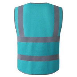XIAKE 9 Pockets Class 2 High Visibility Reflective Safety Vest for Men Women Work Construction Vest, Lake Blue, 3X-Large