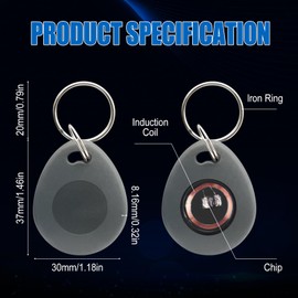 Aepiraza Thin 26 Bit Proximity Key Fobs Weigand Prox Keyfobs, 26 Bit Proximity Key Fobs Compatable with ISOProx 1386 1326 H10301 Format Readers (100Pcs)