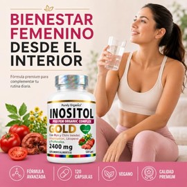 Inositol Pro FEM | Inositol Myo Inositol y D-Chiro-Inositol 40:1 | Apoyo Femenino con Adaptógenos, Polifenoles y Licopeno | Purely Organics, 120 cápsu