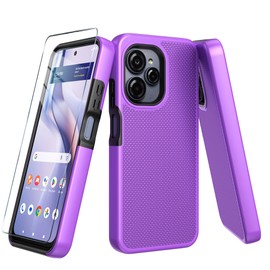 Mocotto for BLU View Speed Ultra 5G Case with Tempered Glass Screen Protector Dual Layer Heavy Duty Shockproof Protection (Purple)